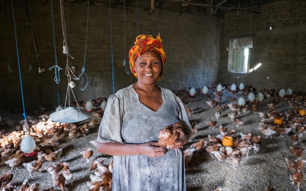 The owner of a poultry distribution center in Ethiopia that serves smallholder farmers