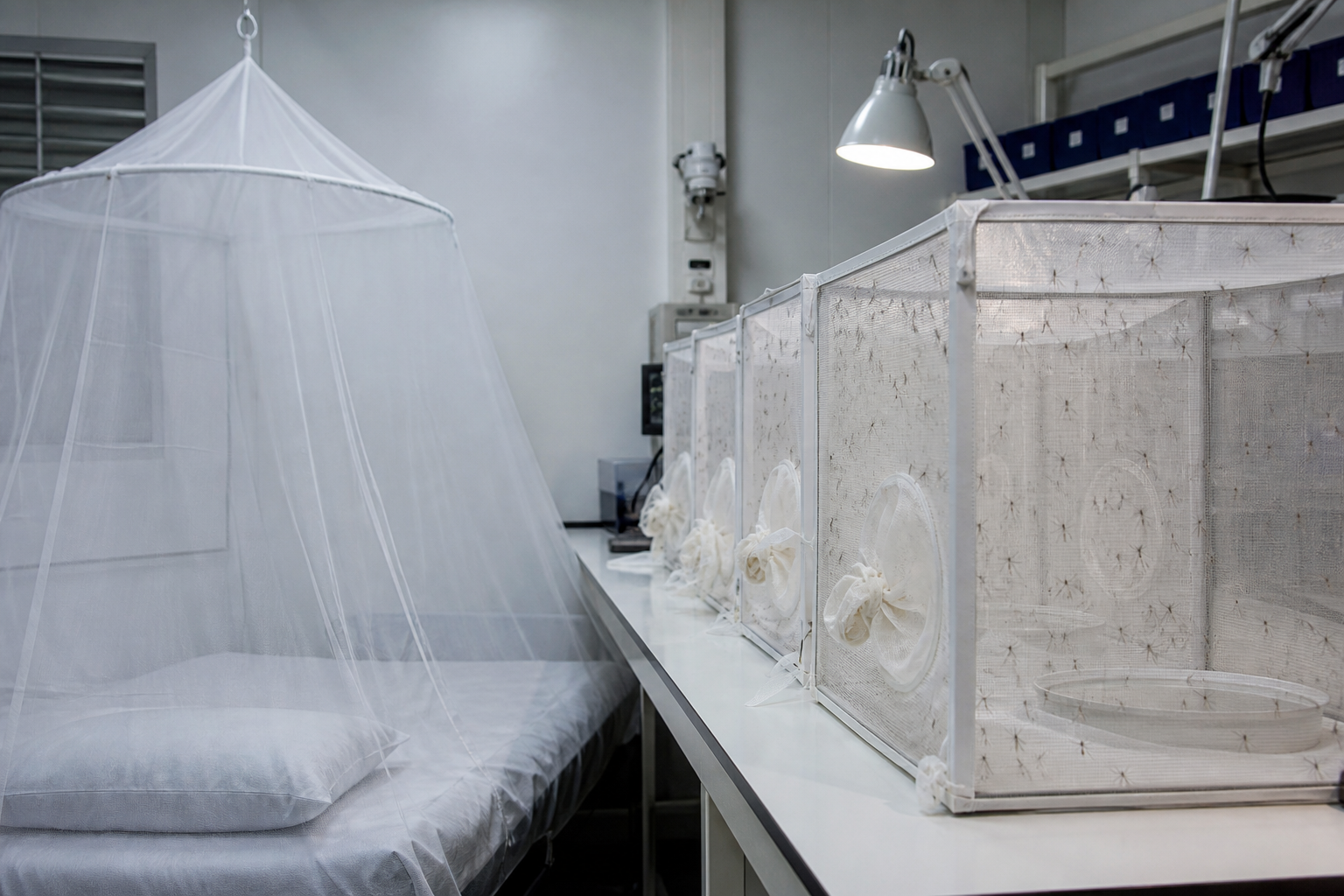 Scientist working on mosquito net innovation