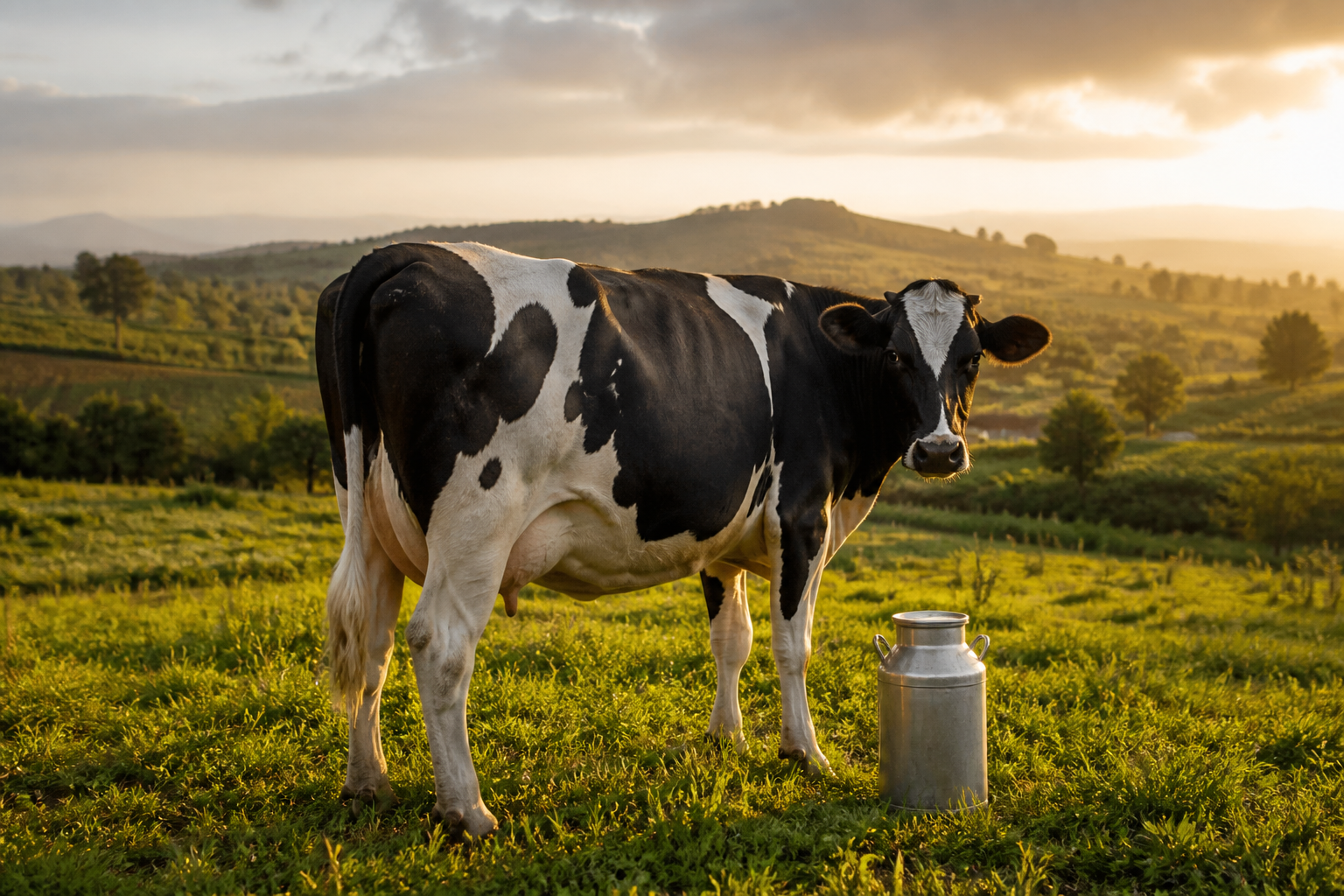 Dairy farmer with a cow in Kenya