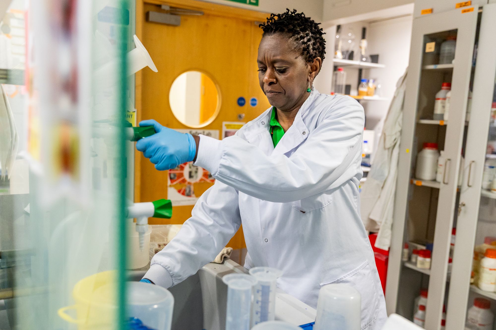 Dr. Faith Osier in the lab.