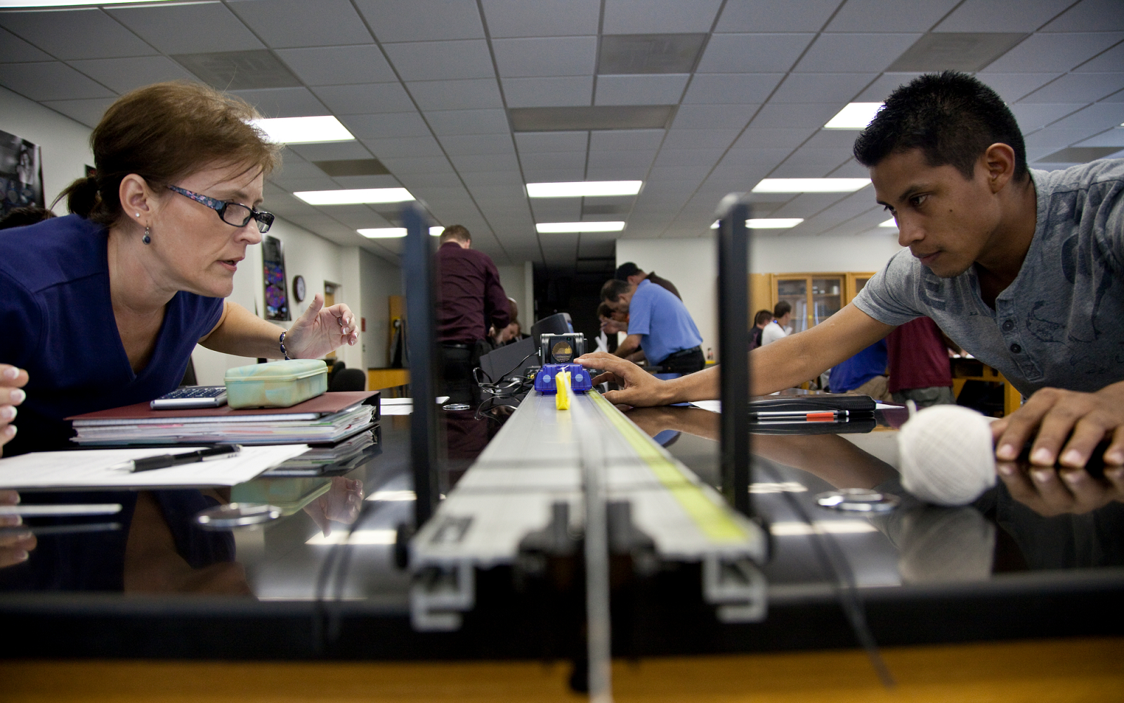 A physics lab at Central Piedmont Community College in Charlotte, North Carolina.