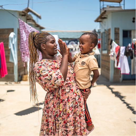 Christine Muteria with her son in Wote, Kenya.