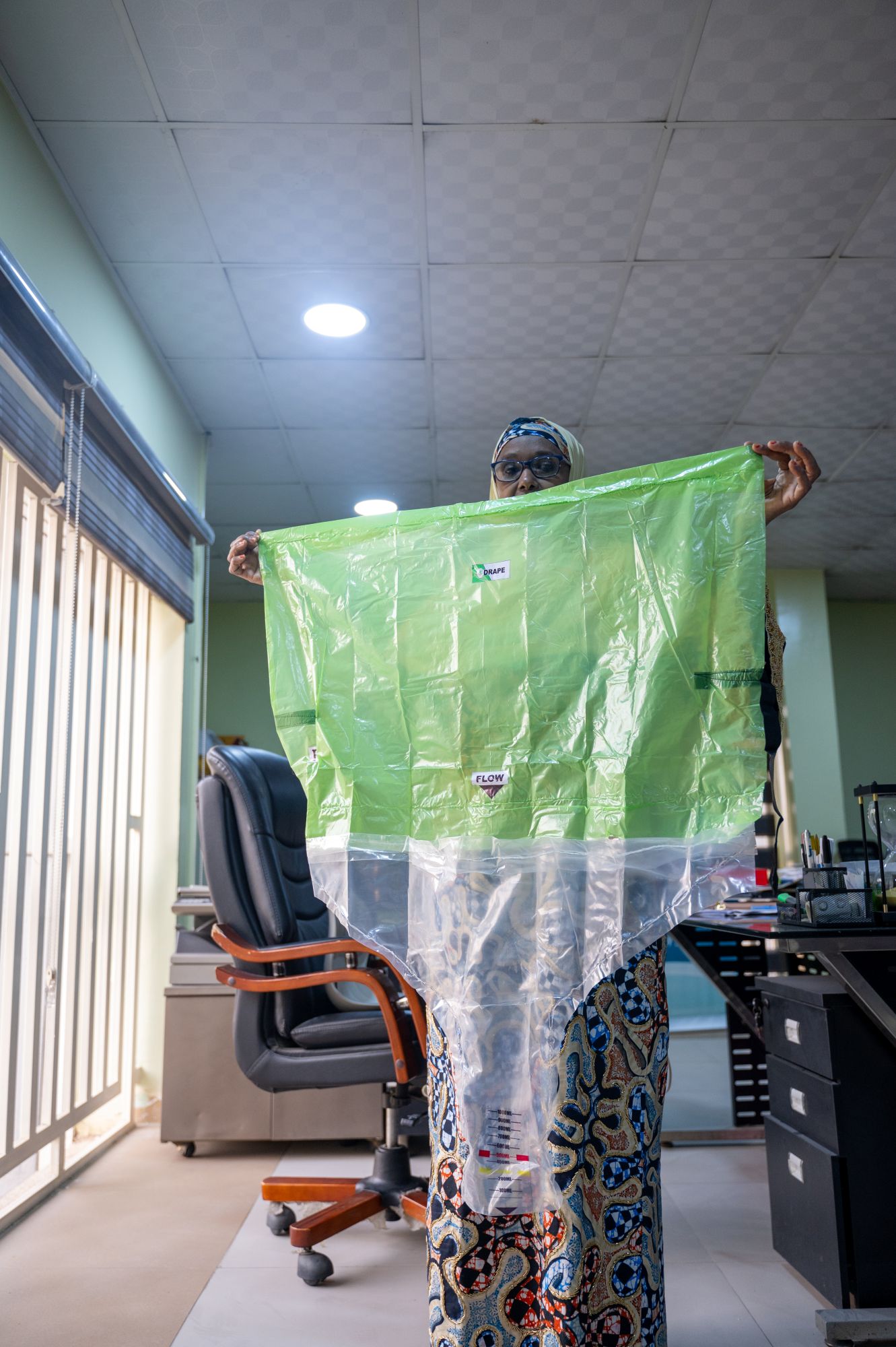 Prof. Dr. Hadiza Shehu Galadanci holds a drape in her office at the African Center of Excellence for Population Health and Policy (ACEPHAP), Aminu Kano Teaching Hospital, in Kano, Kano State, Nigeria on January 19, 2026.