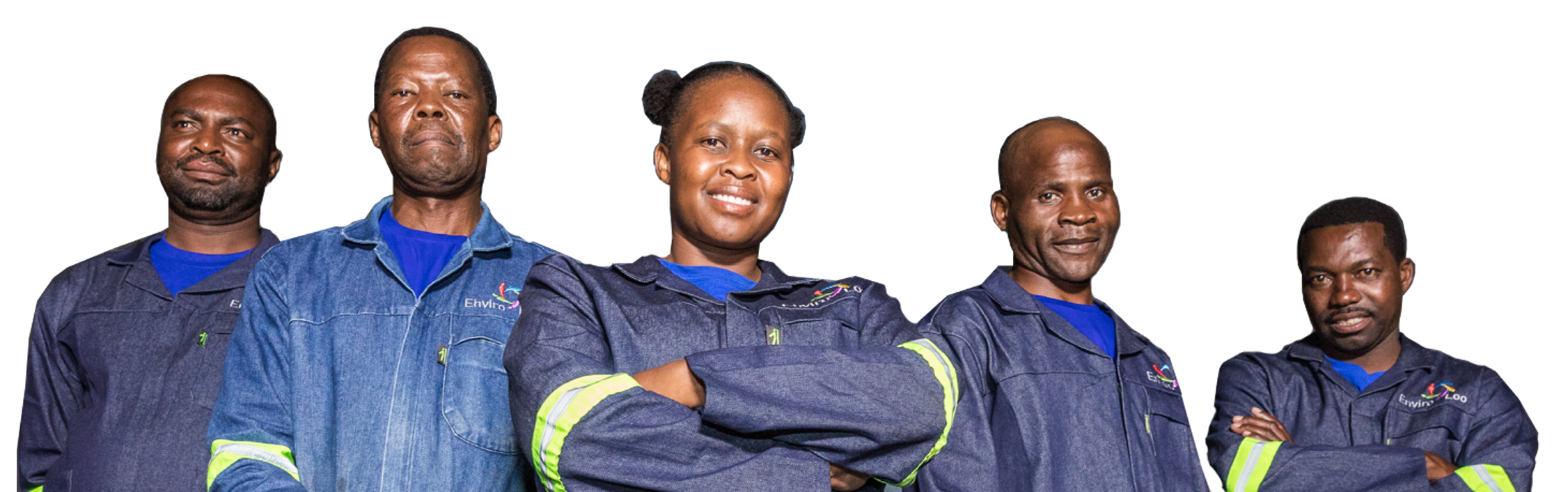 Enviro Loo factory workers posing together.