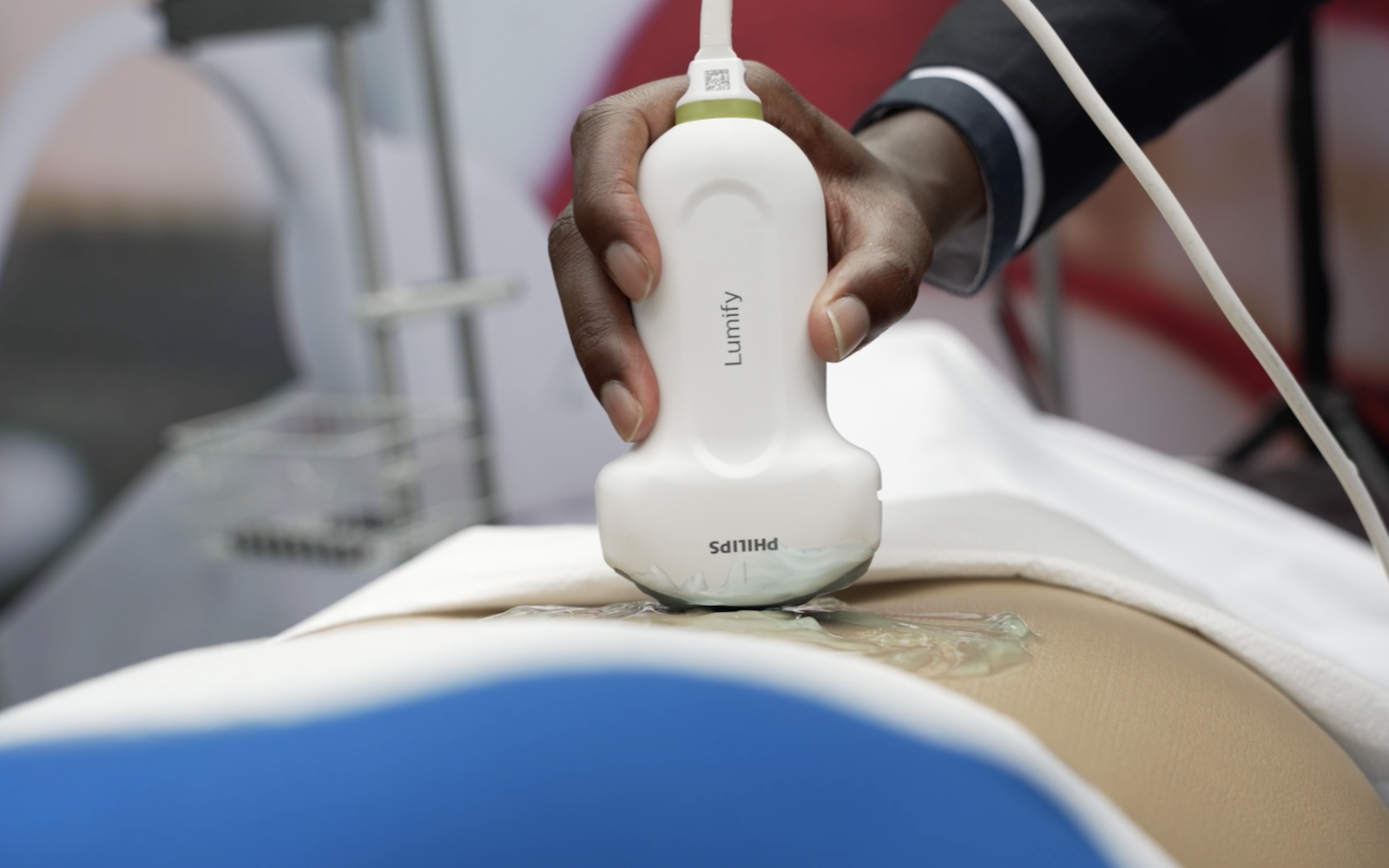 Handheld ultrasound in use