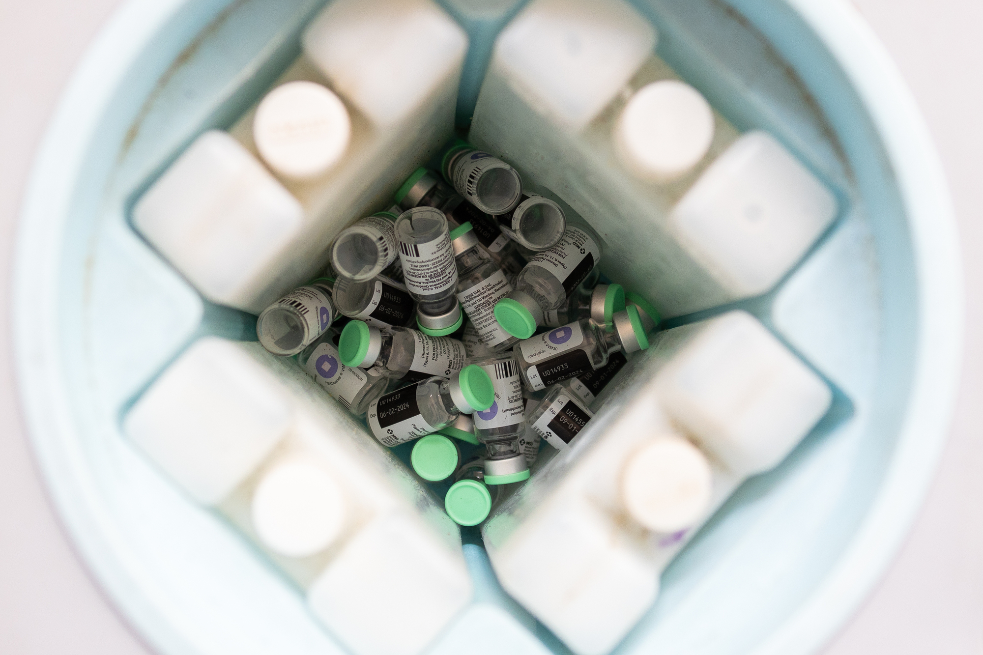 Vials of HPV vaccine ready to be administered
