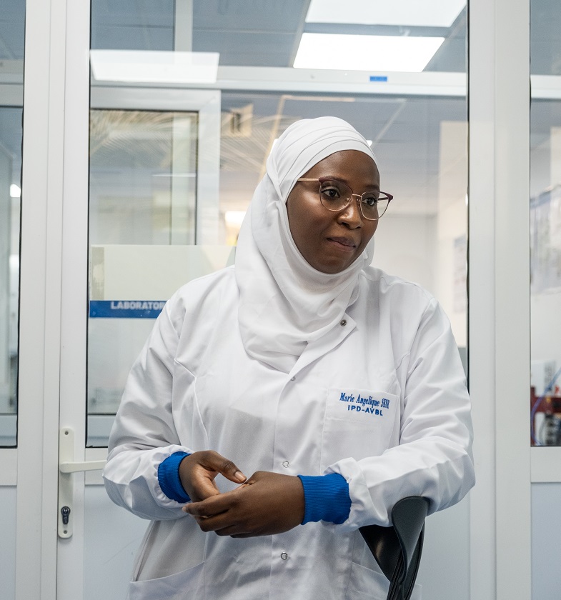 Dr. Marie-Angélique Sène, Head of Advanced Vaccine Bioprocessing at the Institut Pasteur, prepares for a visit in Dakar, Senegal.